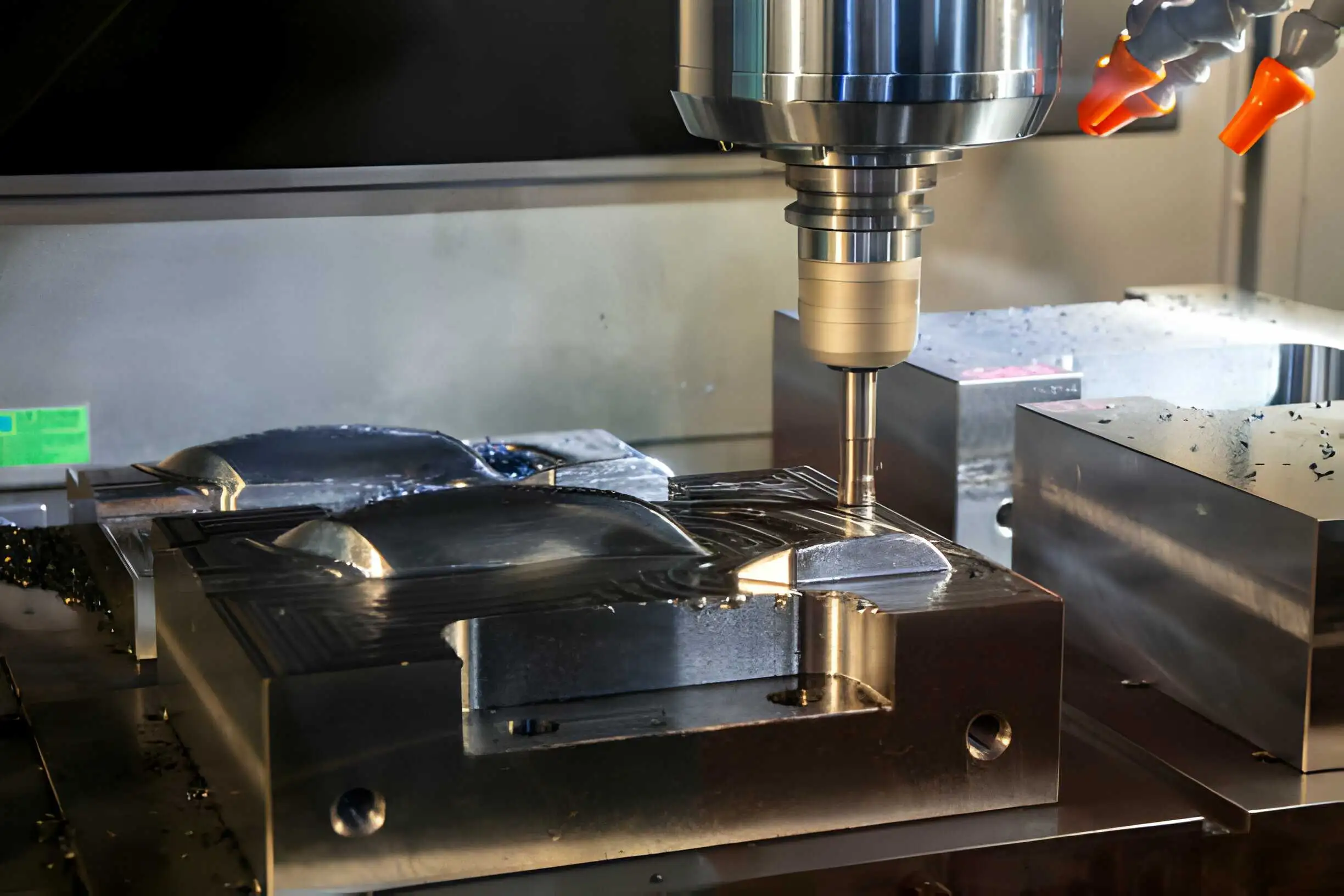 Capabilities-The CNC milling machine rough cutting the injection mold parts by indexable endmill tools