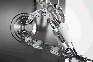 Robot hand opening a safe