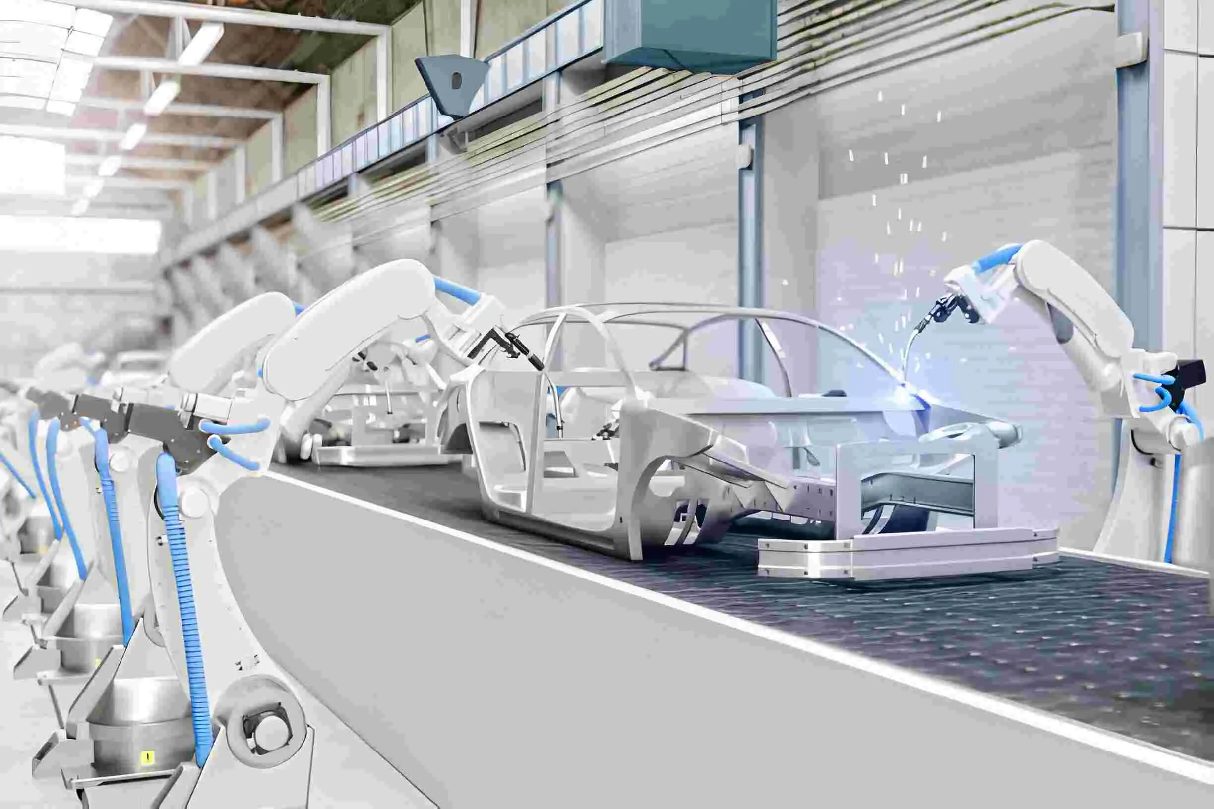 Robotics-Industrial Robots At The Automatic Car Manufacturing