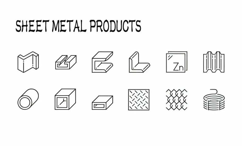what is sheet metal-Line icons about steel products.