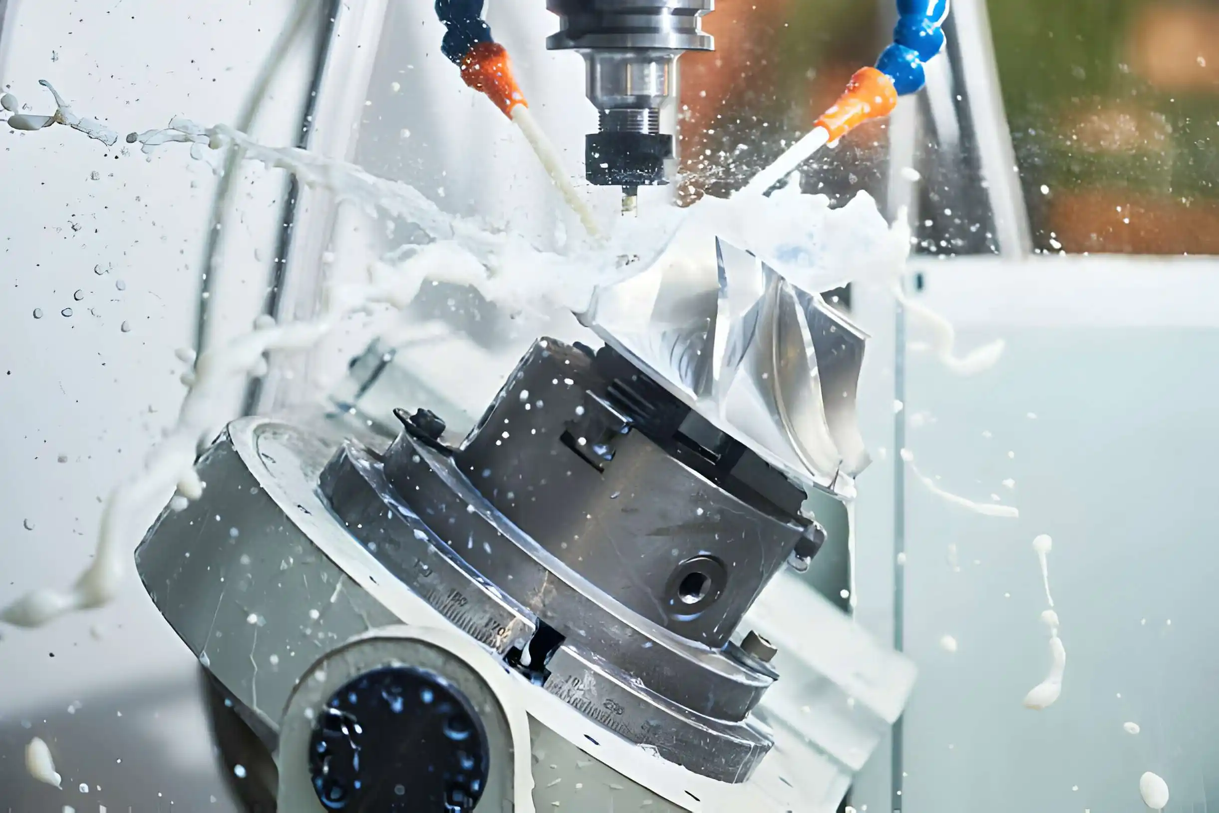 Industrial CNC metal machining by vertical mill