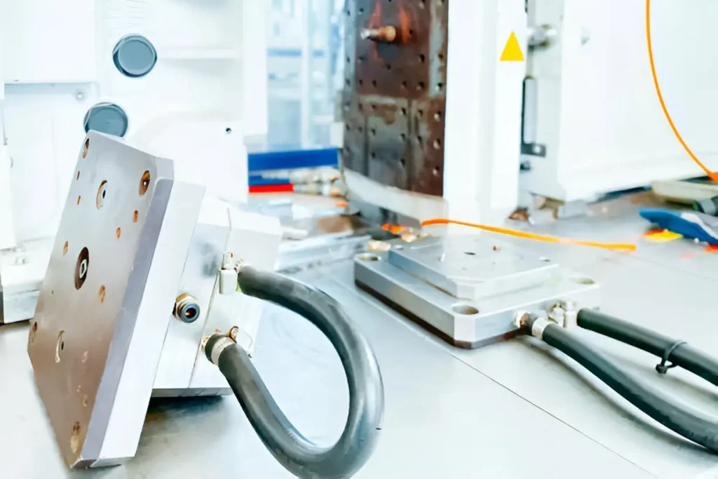 Injection plastic injection mold and machine